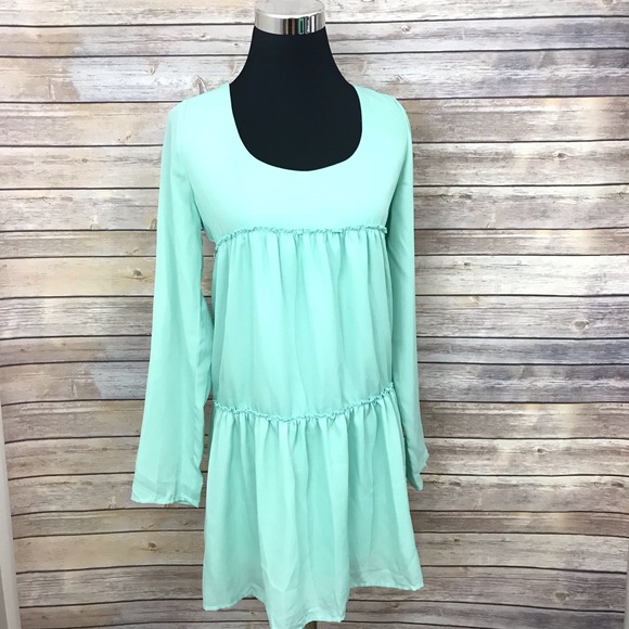Tobi Dresses & Skirts - NEW Tobi dress teal blue ruffle long sleeve medium